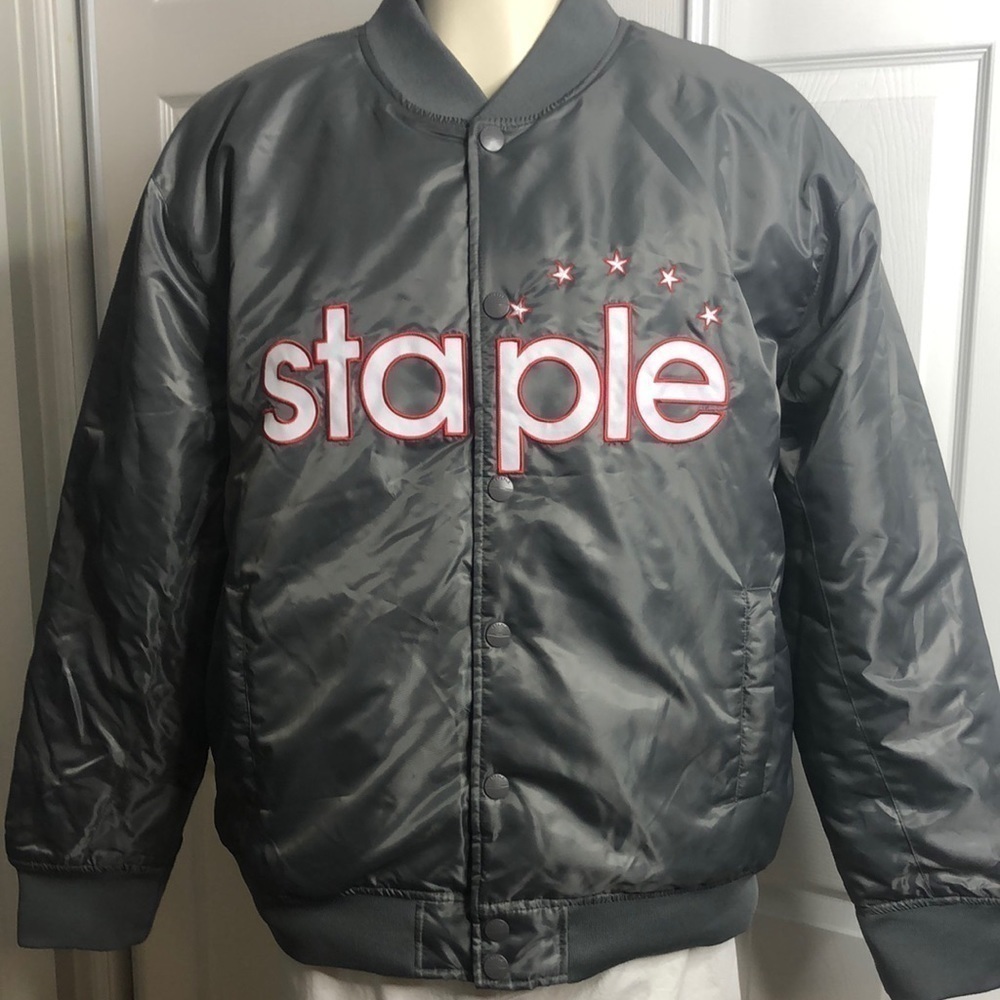 Staple Jacket Bold Spellout Stars Snap Jacket‎ 2XL Gray